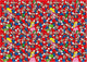 Ilustración del puzzle Super Mario Challenge de 1000 piezas de Ravensburger: patrón repleto de Marios, Luigis, Peach y Yoshi sobre fondo rojo