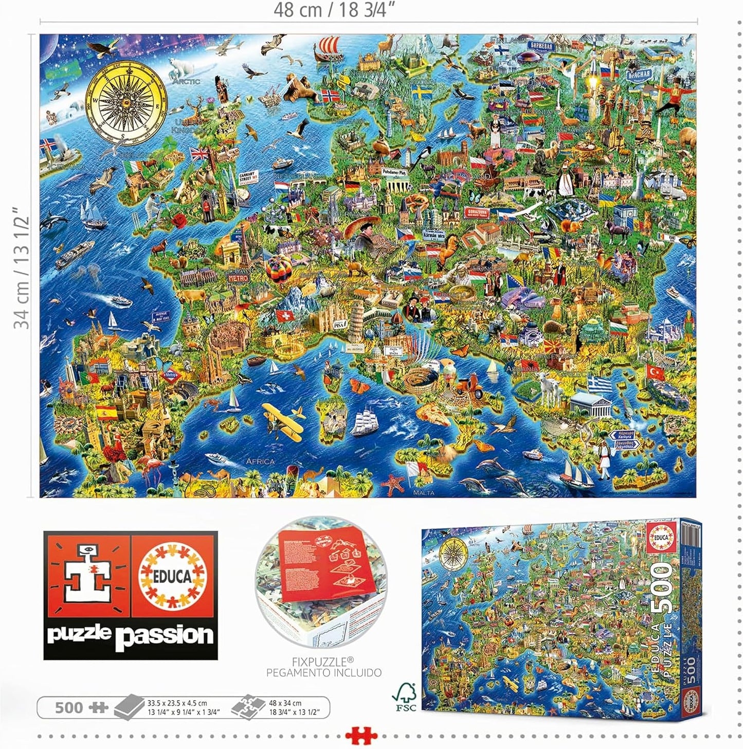 Puzzle Mapa de Europa 500 piezas Educa
