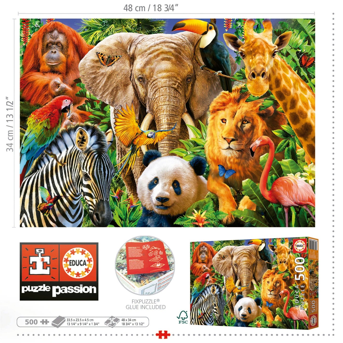 Puzzle Collage Animales Salvajes 500 piezas Educa