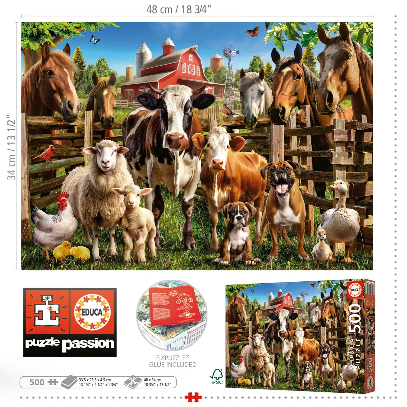 Puzzle Los Traviesos de la Granja 500 piezas Educa