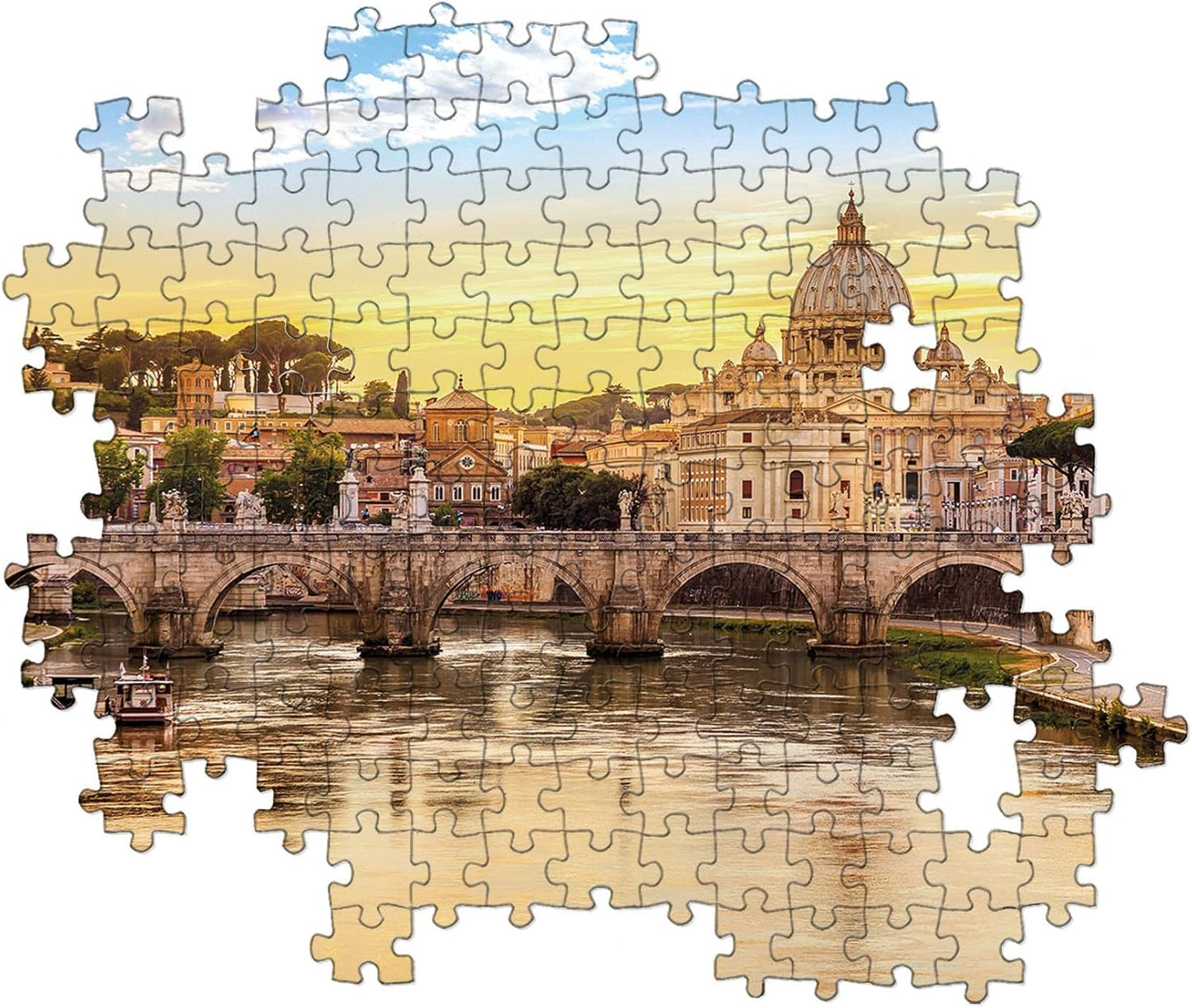 Puzzle Roma de 1500 piezas de Clementoni parcialmente montado, mostrando las piezas encajadas