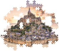 Puzzle Mont-Saint-Michel de 1500 piezas de Clementoni parcialmente montado, mostrando las piezas encajadas