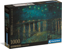 Caja del puzzle La Noche Estrellada sobre el Ródano Van Gogh 1000 piezas Clementoni Museum Collection con el río reflejando las luces bajo el cielo estrellado