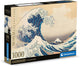 Caja del puzzle La Gran Ola de Hokusai 1000 piezas Clementoni Museum Collection con la ola japonesa rompiendo sobre las barcas y el monte Fuji al fondo