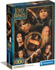 Caja del Puzzle El Señor de los Anillos 1000 piezas Clementoni. Collage de la película con Frodo, Sam, Aragorn, Saruman, Arwen, Gollum y el Anillo Único en el centro.