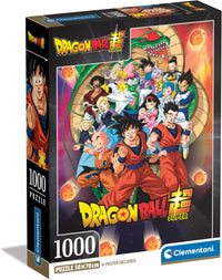 Caja del puzzle Dragon Ball 1000 piezas Clementoni con Goku y los personajes de la serie, formato 50×70 cm