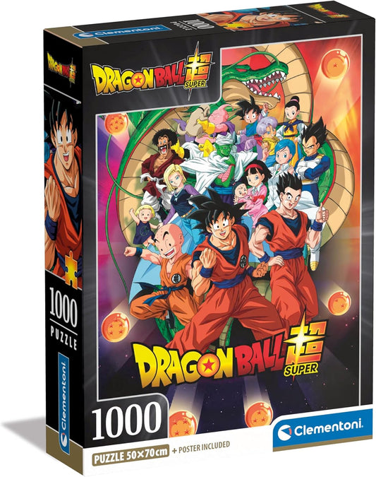 Caja del puzzle Dragon Ball 1000 piezas Clementoni con Goku y los personajes de la serie, formato 50×70 cm