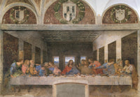 Ilustración del puzzle La Última Cena de Leonardo 1000 piezas Clementoni Museum Collection con el fresco de Leonardo da Vinci de Jesús y los apóstoles en la mesa