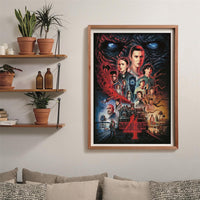 Montaje parcial del puzzle Stranger Things Temporada 4 1000 piezas Clementoni con piezas sueltas mostrando a Once y los personajes