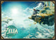 Ilustración del puzzle Zelda: Tears of the Kingdom de 1000 piezas de Ravensburger: Link de pie sobre una isla flotante entre nubes, con islas suspendidas y el sol al fondo